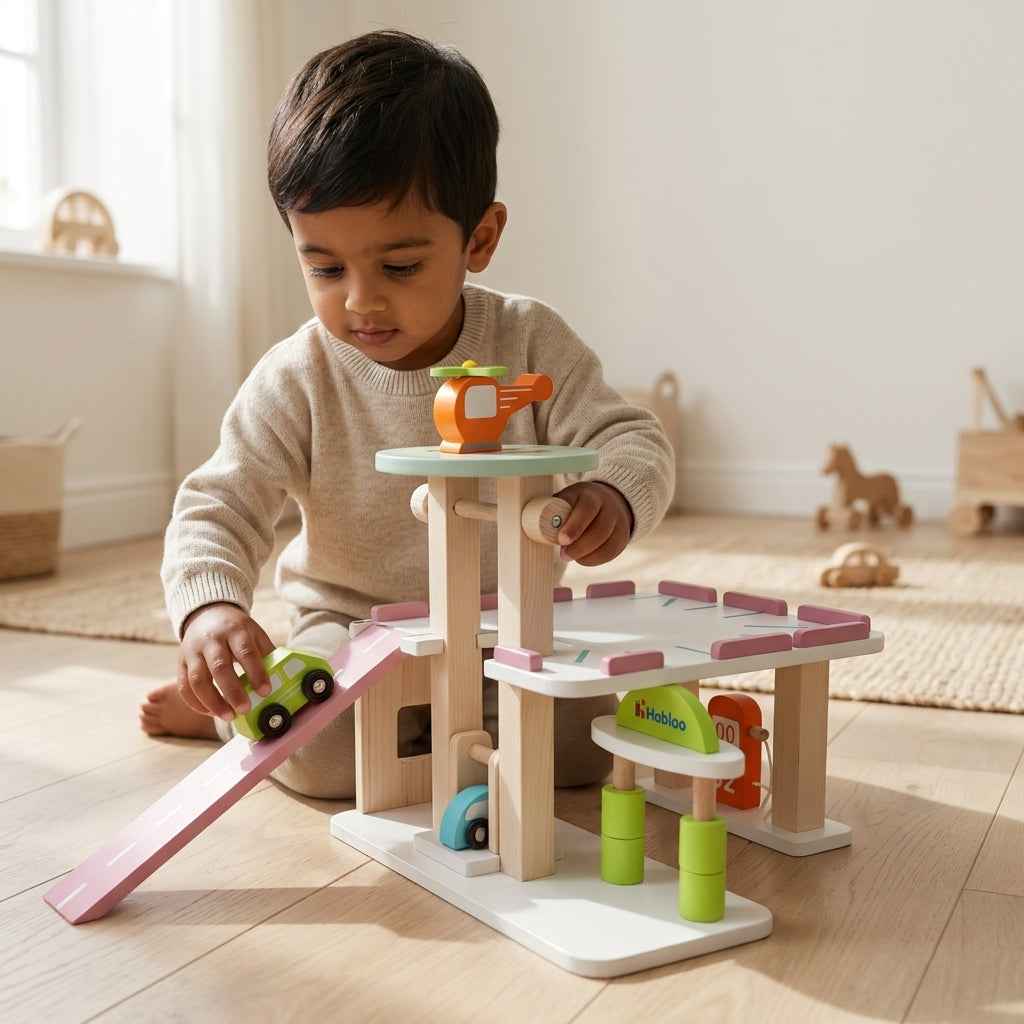 Wooden Parking Garage Playset