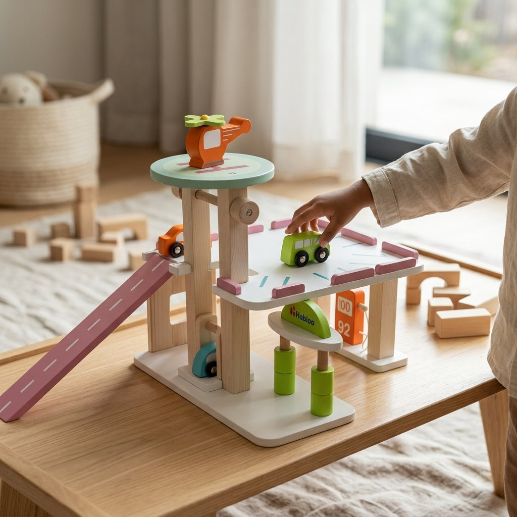 Wooden Mini Parking Lot